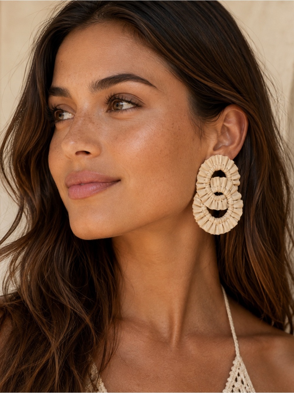 TUCKERNUCK Caraway Cream Genuine Leather Statement Drop Earrings Lightweight NWT